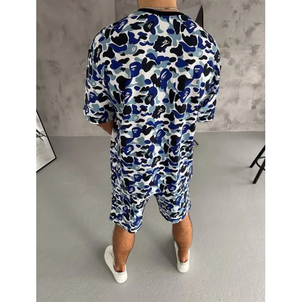 Unisex Dijital Baskılı Şortlu Takım - Gri