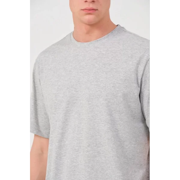 Unisex Düz Biskilet Yaka Oversize T-shirt - Gri