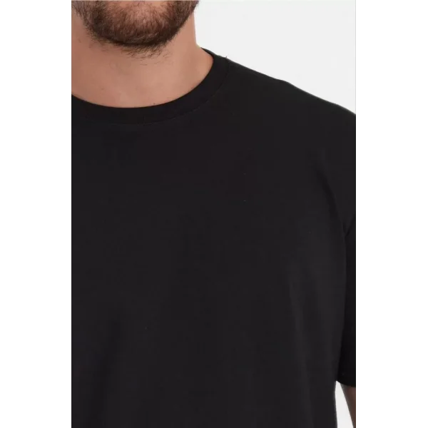 Unisex Düz Biskilet Yaka Oversize T-shirt - Siyah