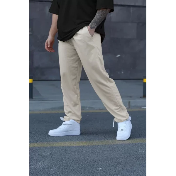 Unisex İki İplik Eşofman Altı - Bej