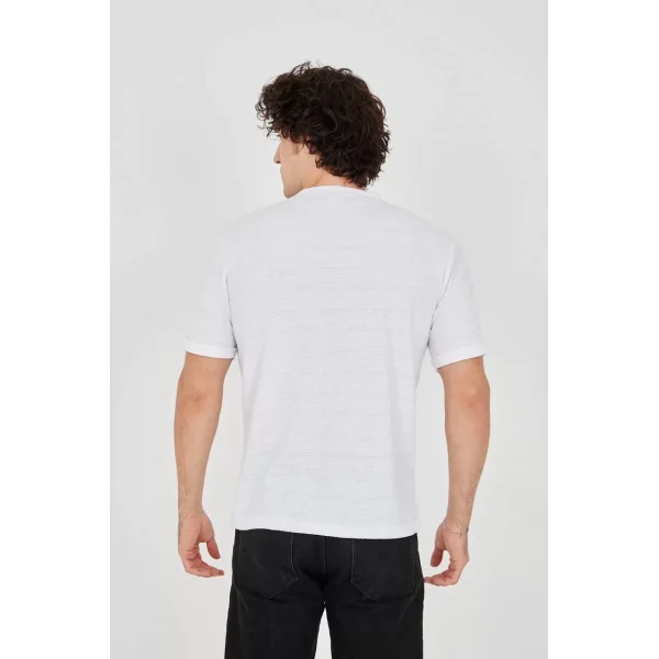 Unisex Jakar Kumaş Slim Fit T-Shirt - Beyaz