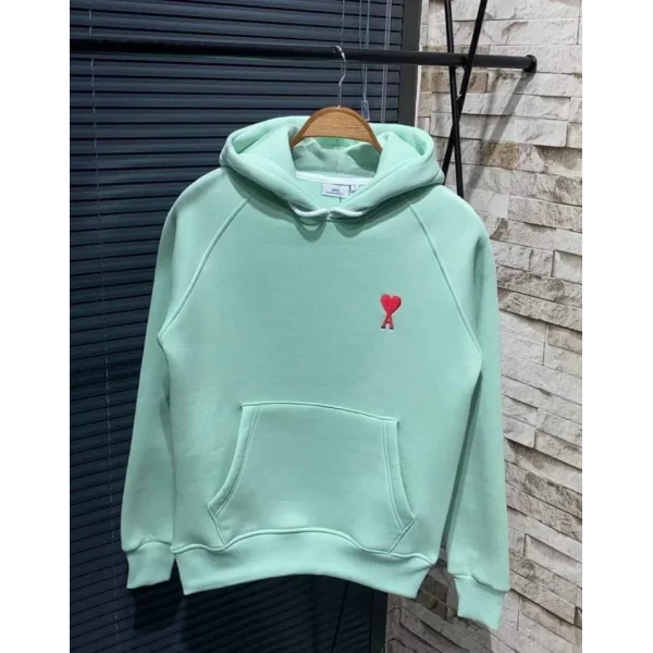 Unisex Kapşonlu Baskılı weetshirt  int Yeşili