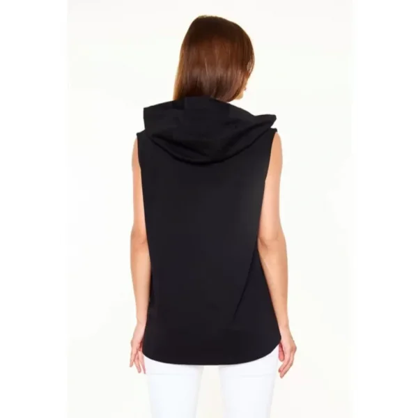 Unisex Kapşonlu Kolsuz Düz Oversize Tshirt  iyah