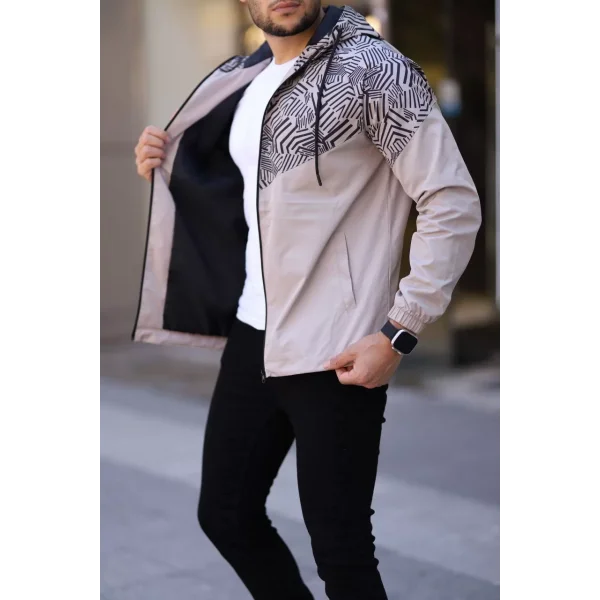 Unisex Kapüşonlu İçi Astarlı Yağmurluk - Bej