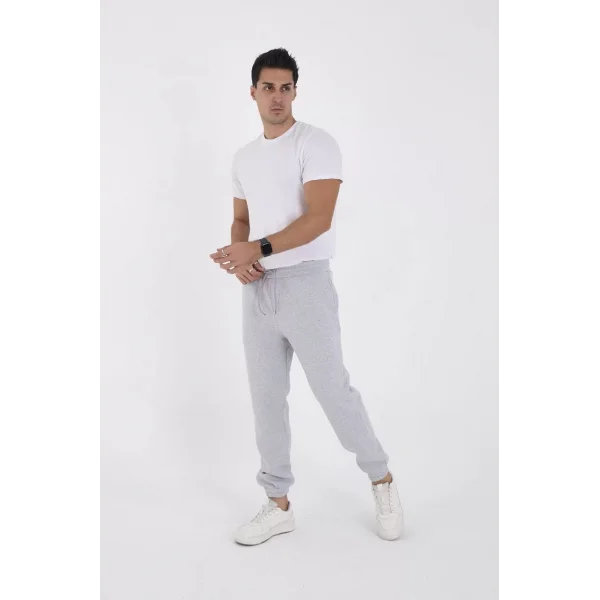 Unisex Kışlık Üç İplik Lastikli Eşofman Pantolon - Gri