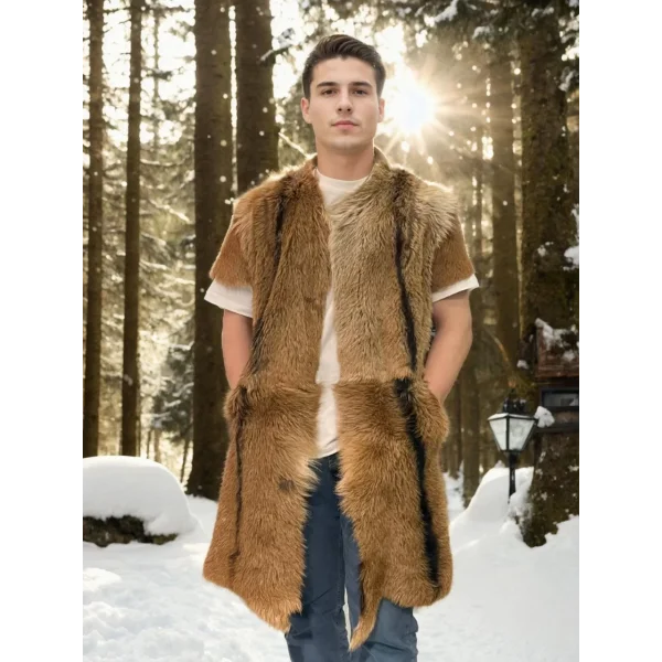 Unisex Kolsuz Uzun Yelek - Kahve