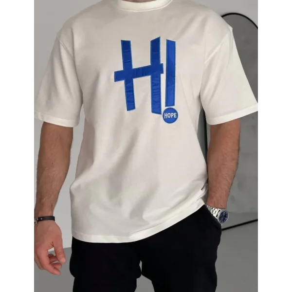 Unisex Nakış İşlemeli T-Shirt - Beyaz