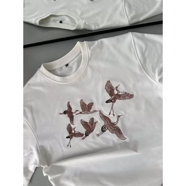 Unisex Nakış İşlemeli T-Shirt - Beyaz