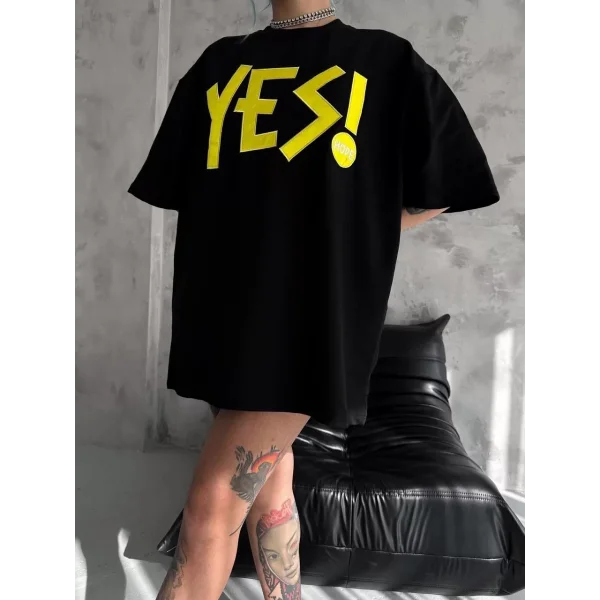 Unisex Nakış İşlemeli T-Shirt - Siyah