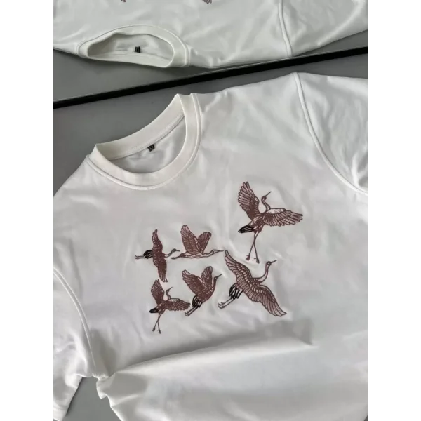 Unisex Nakış İşlemeli Thirt  Beyaz