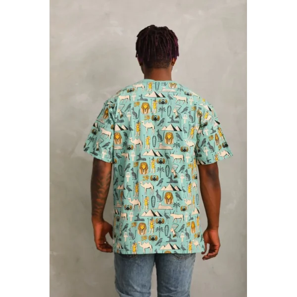 Unisex Oversize Baskılı Bisiklet Yaka T-Shirt - Mint Yeşili