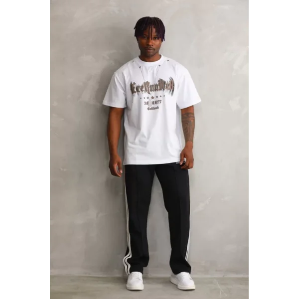 Unisex Oversize Kolye Dahil T-Shirt - Beyaz