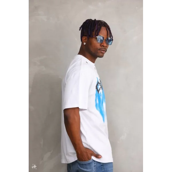 Unisex Oversize Kolye Dahil T-Shirt - Beyaz