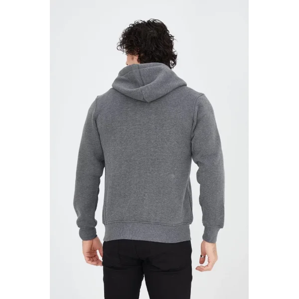 Unisex Tam Fermuarlı Kapşonlu  SweatShirt - Füme