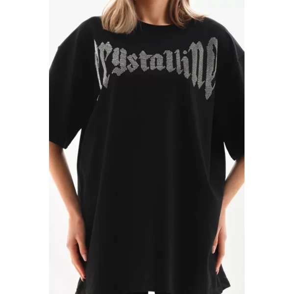 Unisex Taş Desenli Oversize Thirt  Beyaz