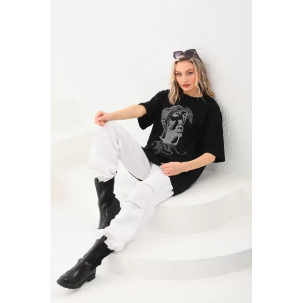 Unisex Taş Desenli Oversize Thirt  iyah