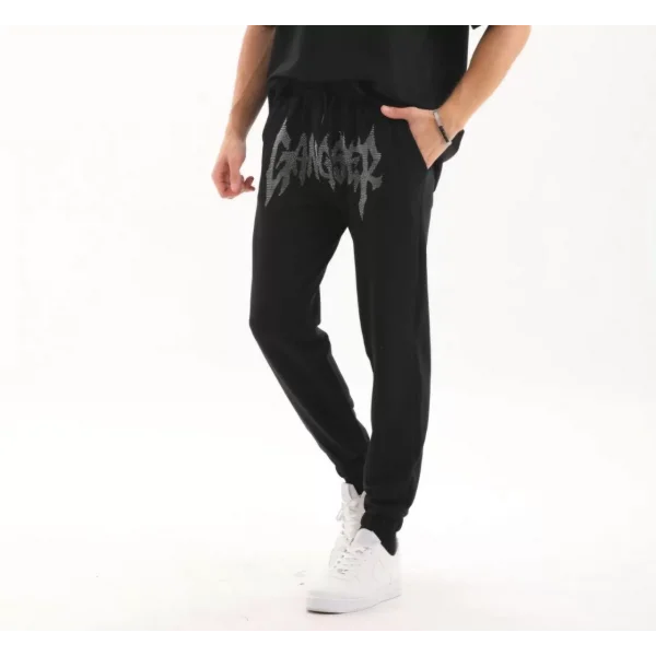 Unisex Taş Detaylı Eşofman Altı - Siyah