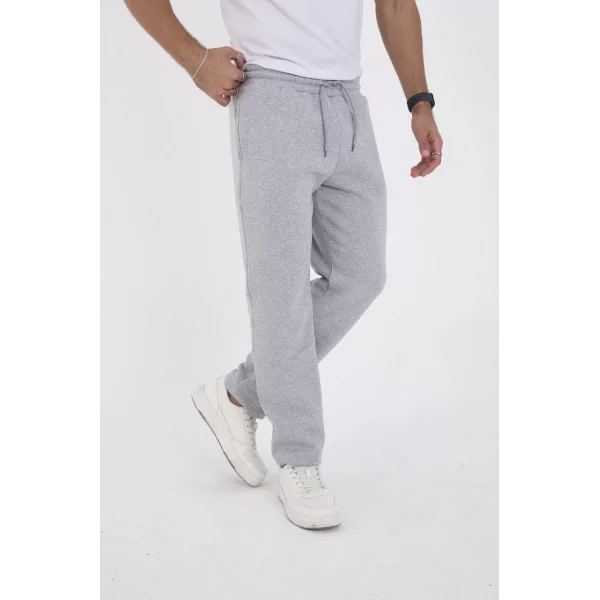 Unisex Üç İplik Basic Eşofman Özel Tasarım Pantolon - Gri