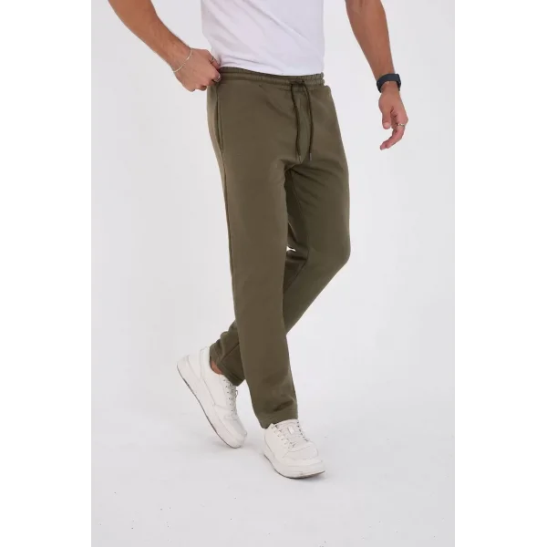 Unisex Üç İplik Basic Eşofman Özel Tasarım Pantolon - Haki