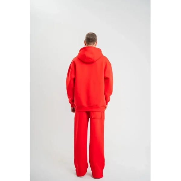 Unisex Uzun Kol Kapşonlu Eşofman Takım - Kırmızı