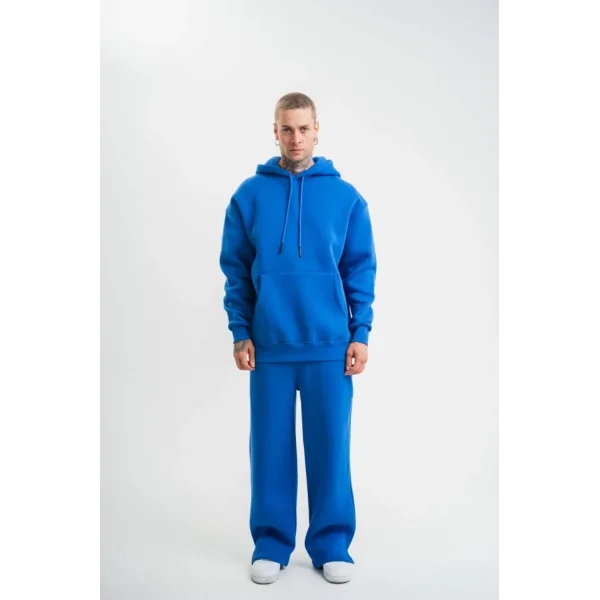 Unisex Uzun Kol Kapşonlu Eşofman Takım - Mavi