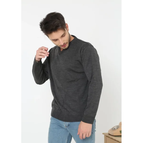 Unisex V Yaka Triko Kazak - Antrasit