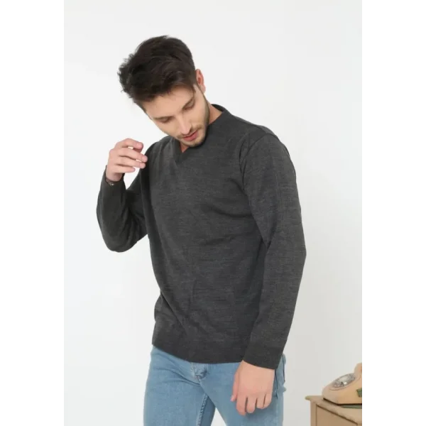 Unisex V Yaka Triko Kazak - Antrasit