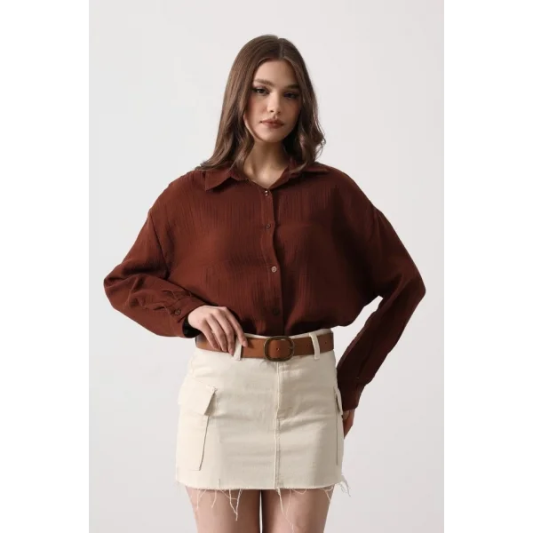 üslin Uzun Kol Gömlek  Kahve
