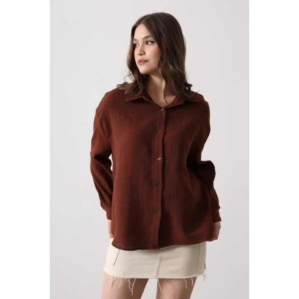 üslin Uzun Kol Gömlek  Kahve