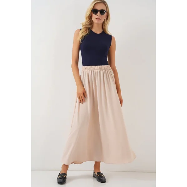 Uzun Ayrobin Etek 8050 - Bej