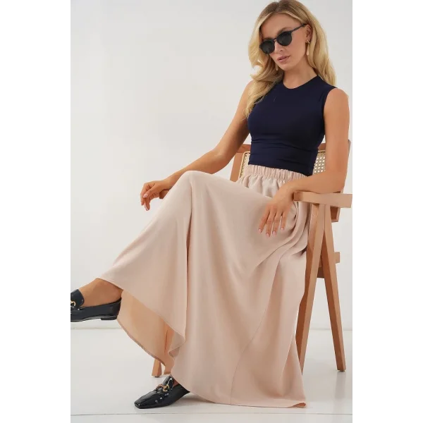 Uzun Ayrobin Etek 8050 - Bej