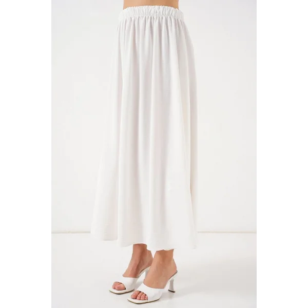 Uzun Ayrobin Etek 8050 - Beyaz
