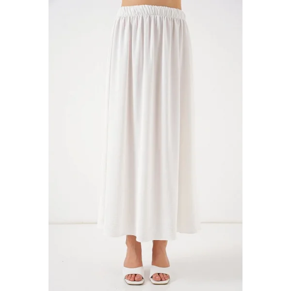 Uzun Ayrobin Etek 8050 - Beyaz