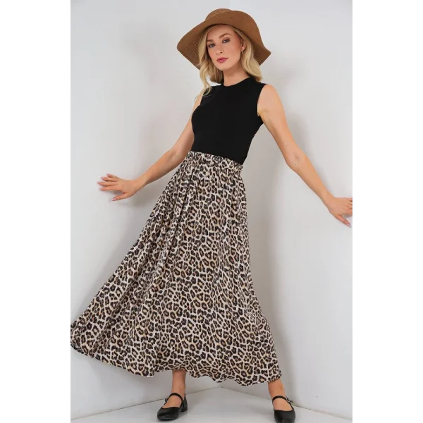 Uzun Ayrobin Etek 8050 - C. Kahverengi