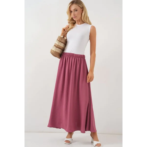 Uzun Ayrobin Etek 8050 - Gül Kurusu