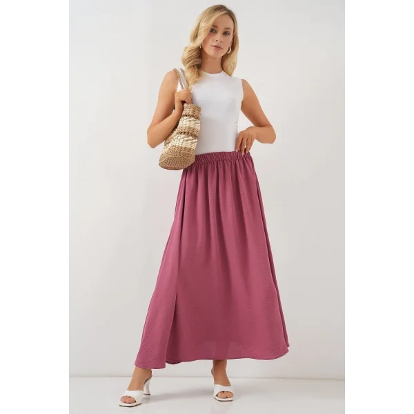 Uzun Ayrobin Etek 8050 - Gül Kurusu