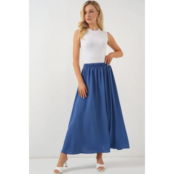 Uzun Ayrobin Etek 8050 - İndigo