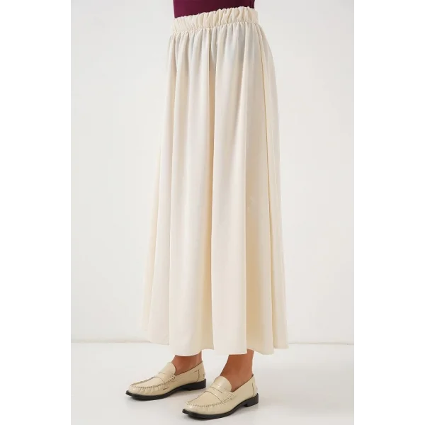 Uzun Ayrobin Etek 8050 - Krem