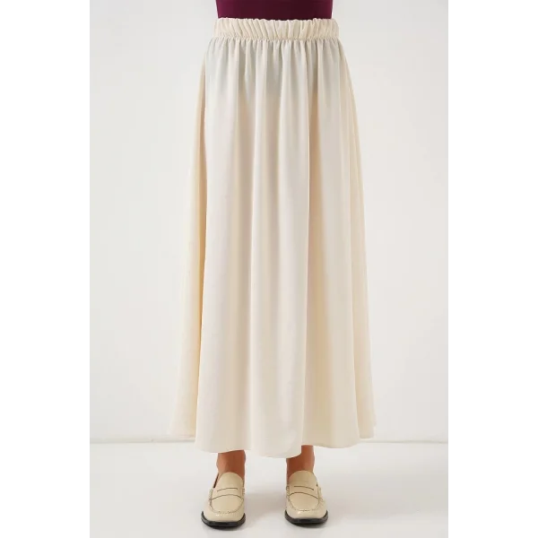 Uzun Ayrobin Etek 8050 - Krem