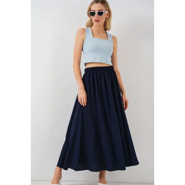 Uzun Ayrobin Etek 8050 - Lacivert