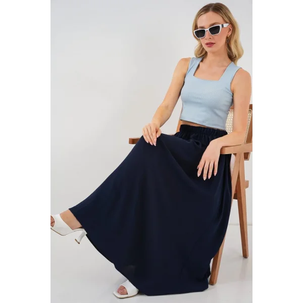 Uzun Ayrobin Etek 8050 - Lacivert