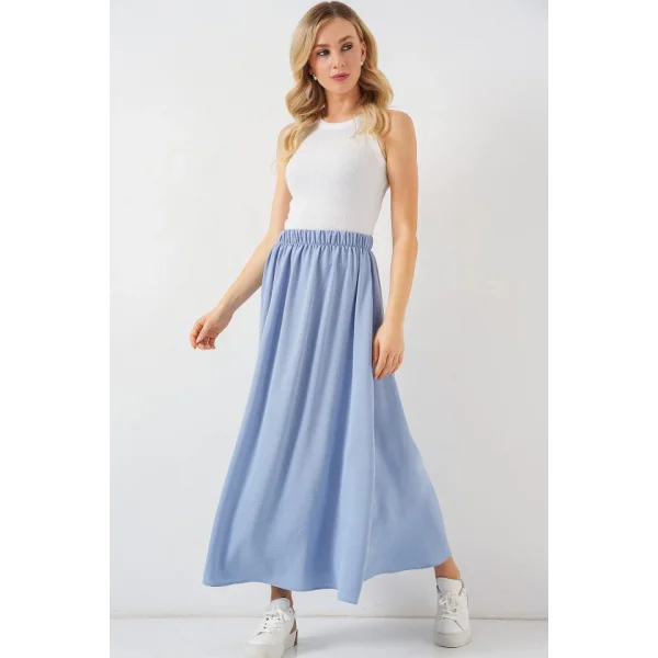 Uzun Ayrobin Etek 8050 - Mavi