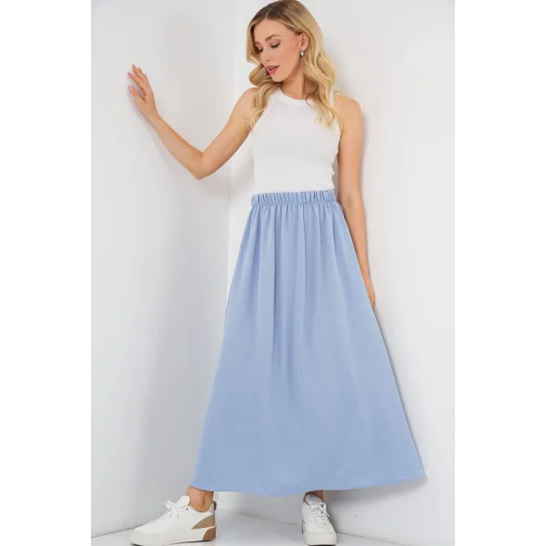 Uzun Ayrobin Etek 8050 - Mavi