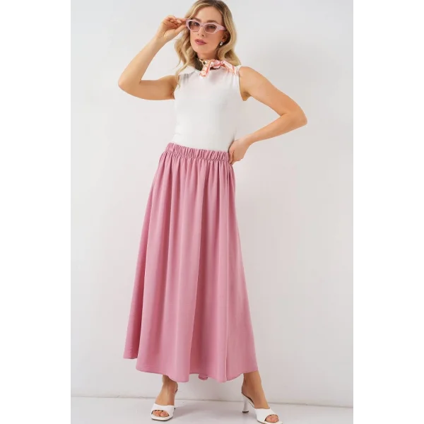 Uzun Ayrobin Etek 8050 - Pudra