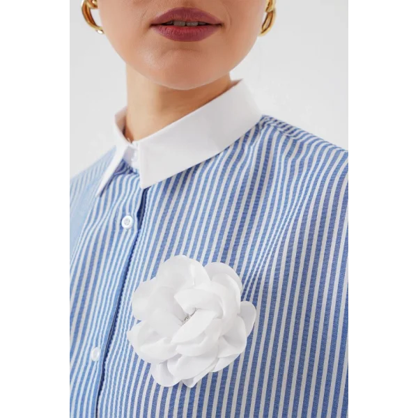 Uzun Çizgili Gömlek 5962 - Mavi