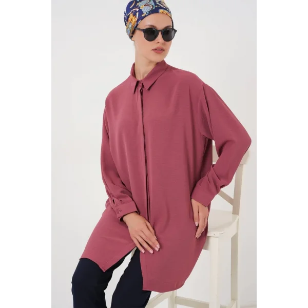 Uzun Gömlek Tunik 5945 - Gül Kurusu