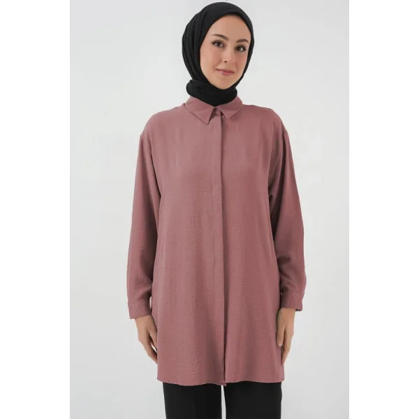 Uzun Gömlek Tunik 5945 - Pudra
