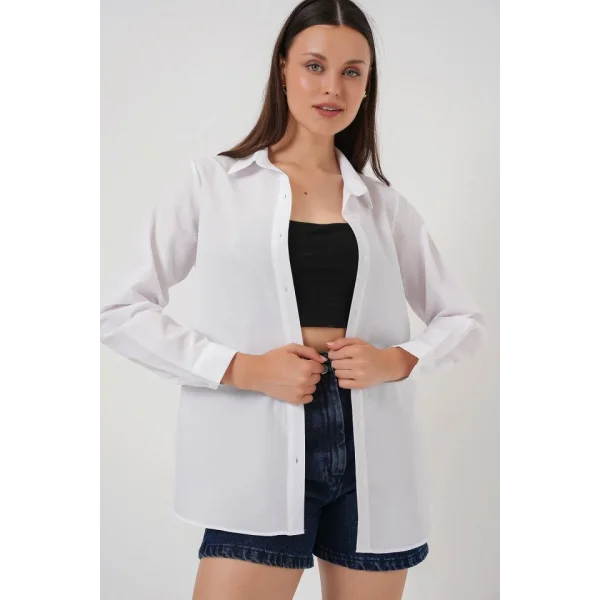 Uzun Kol Basic Gömlek 20279 - Beyaz