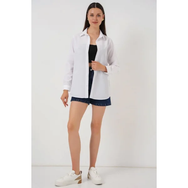 Uzun Kol Basic Gömlek 20279 - Beyaz