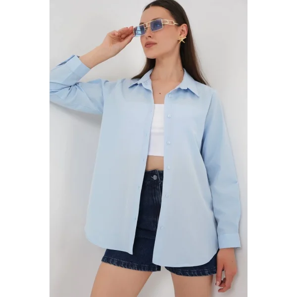 Uzun Kol Basic Gömlek 20279 - Mavi